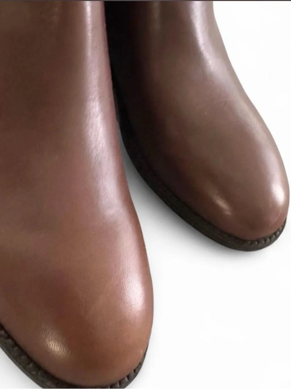Tory Burch Brown Leather Mid-Calf Riding Boots with Gold Buckle